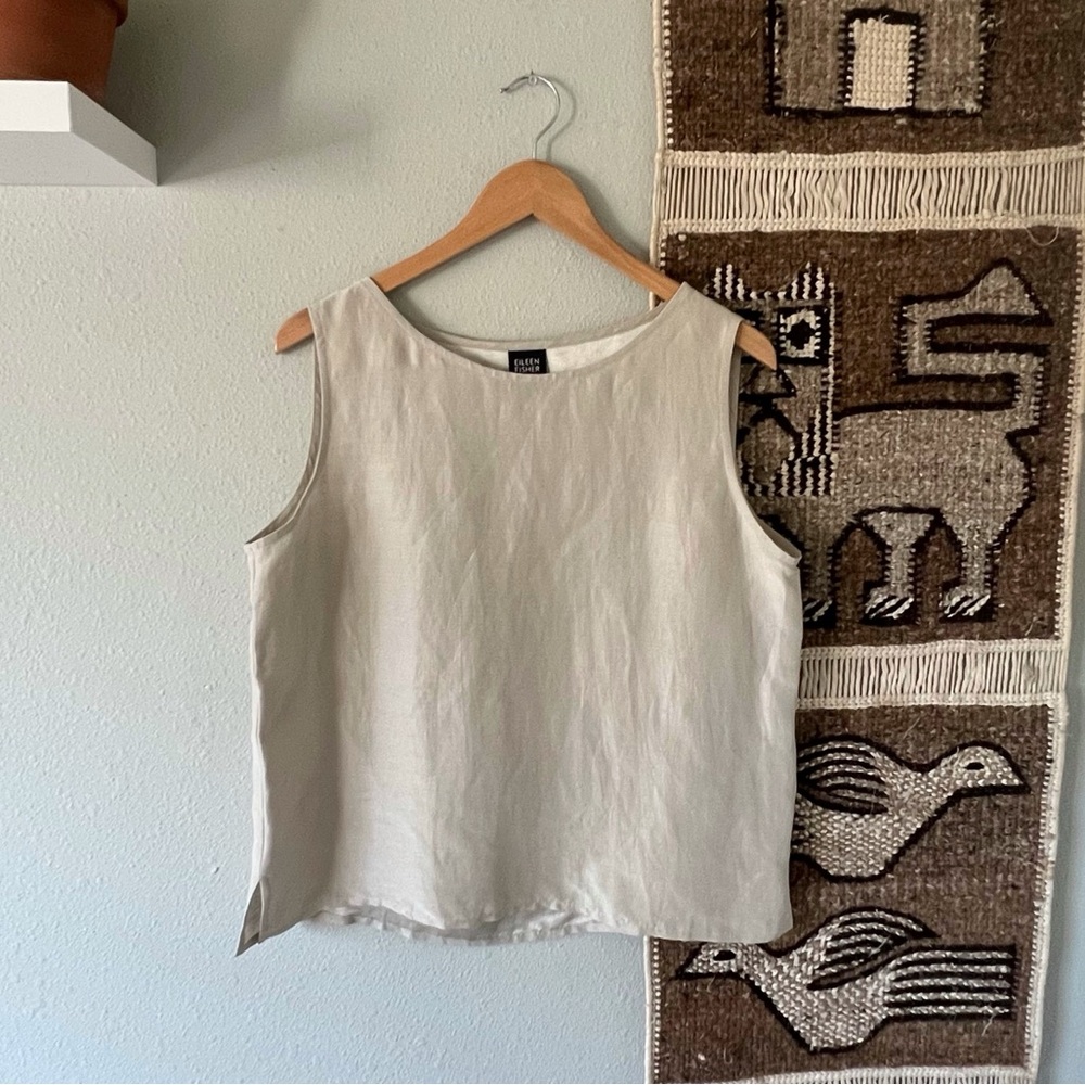 Eileen Fisher Linen and Silk Tank Top Relaxed Fit
